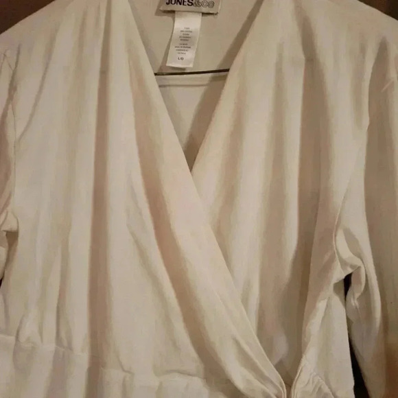 Womans Jones & Co white top in cotton  spandex 3/4 sleeves Large - Picture 8 of 9